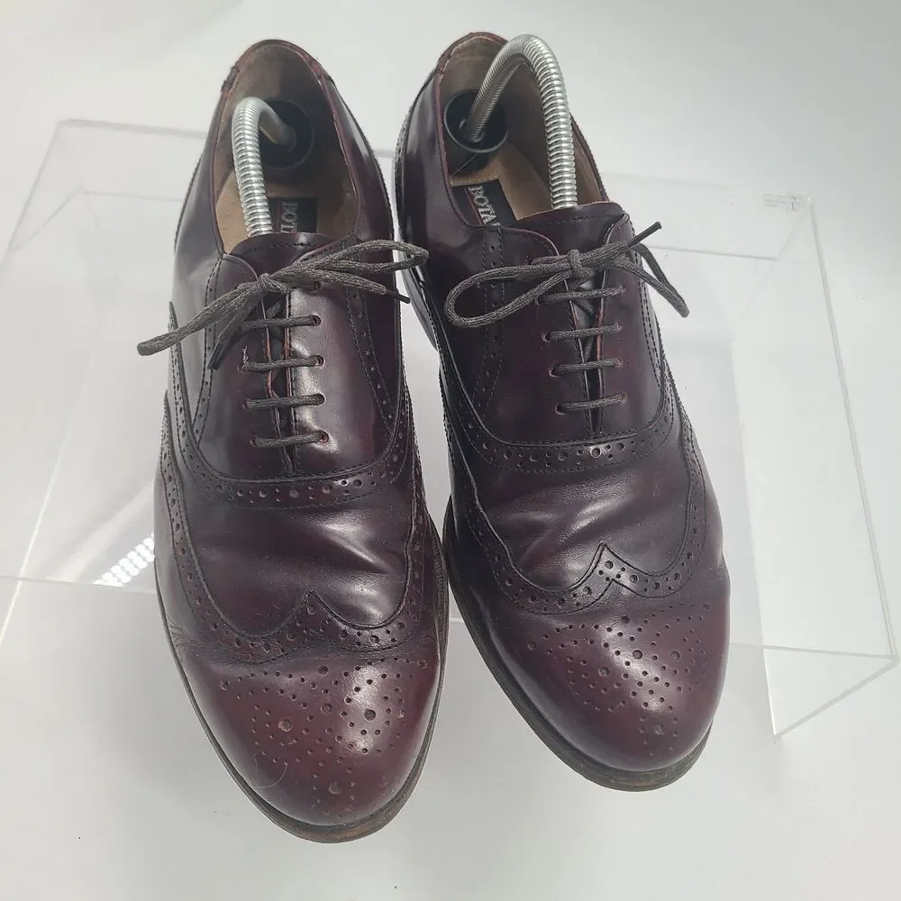 Botany 500 Leather Wing Tip Dress Shoes US Size 10W Burgundy